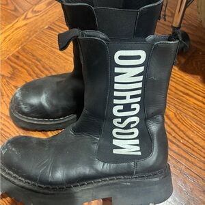 Moschino Black Ankle Boots with Bold Branding